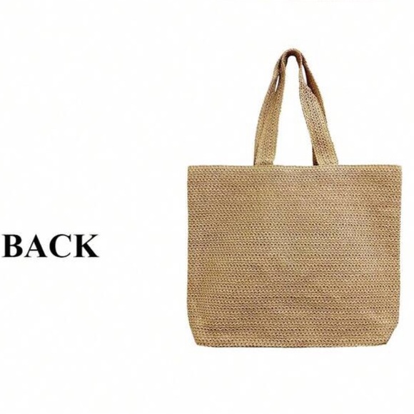 Christian Dior Beauty Straw Large Oatmeal Tote with White Logo on Front New - Picture 3 of 5